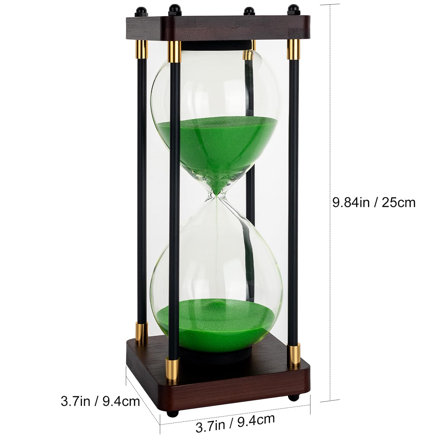 Sanduhr, 60 Minuten, Vintage-Stil, Holzstundeuhr, große Sanduhr für Spiele, Klassenzimmer, Küche, Zuhause, Büro, Dekor (grüner Sand)