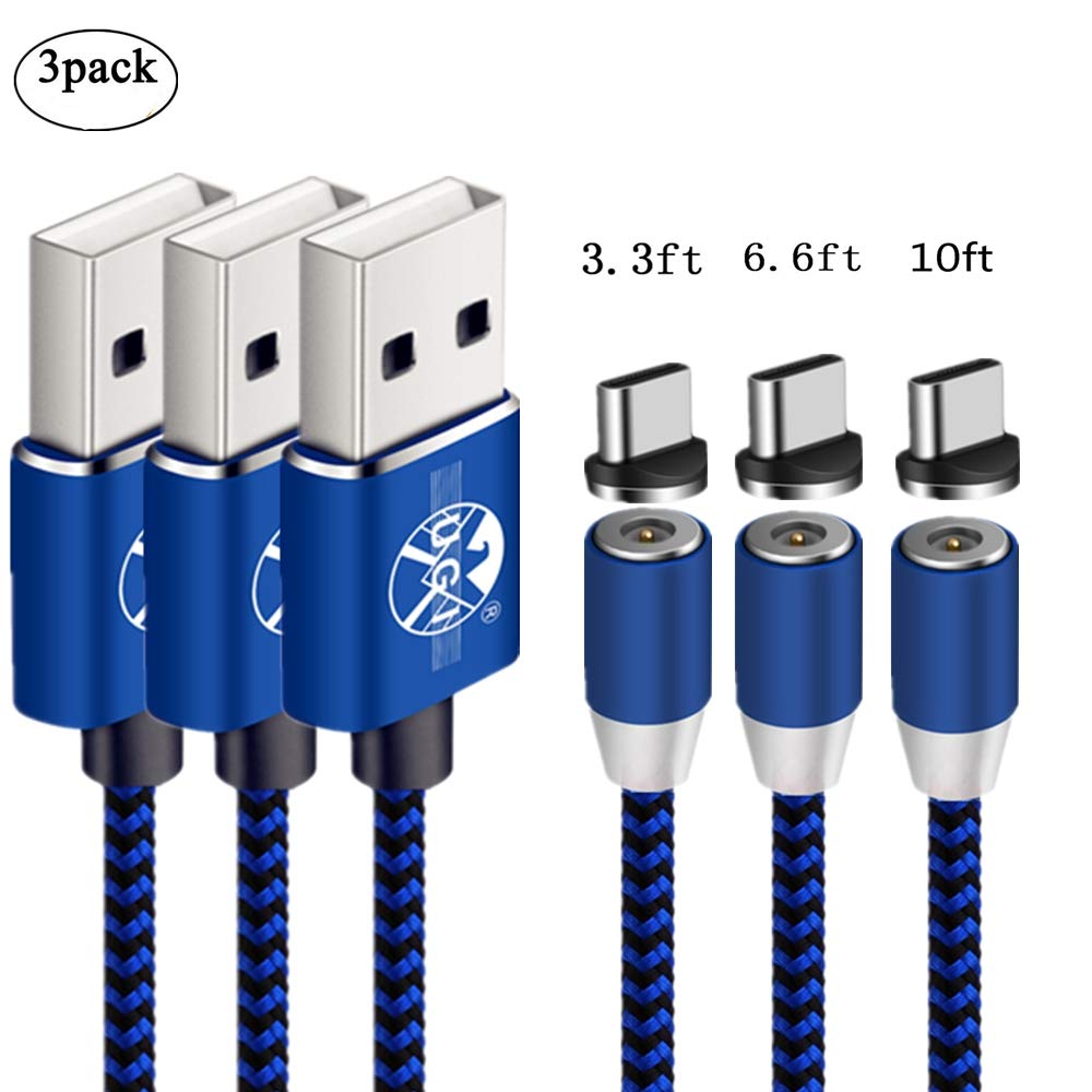 UGI Pack Magnetic Charging Type C Nylon Braided Cord  with LED to USB Compatible with S Galaxy S8 S9 Edge Note 9,LG,Huawei