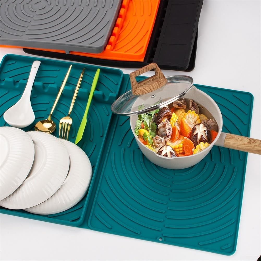 IWOWHERO Tappetino Silicone Per Barbecue Accessorio Multifunzionale Per Utensili Da Colore Arancione Compatto e Portatile Per Esterni e Cucina Facile Da Installare Per Asciugatura