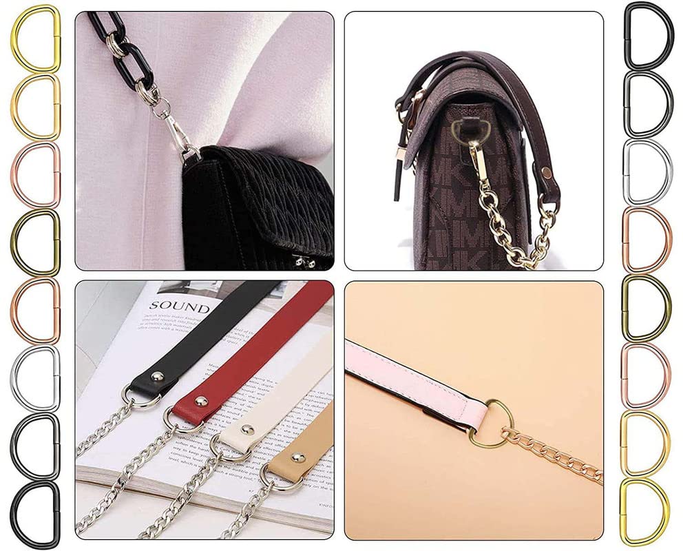 Image of DIY Crafts 70 Pcs, Silver, Keychain Hooks with D Rings Set Purse Hardware Lanyard Snap Hooks Multicolor Metal Swivel Clasps with D Rings and Slide Buckle for Purses Keychain (70 Pcs, Silver)