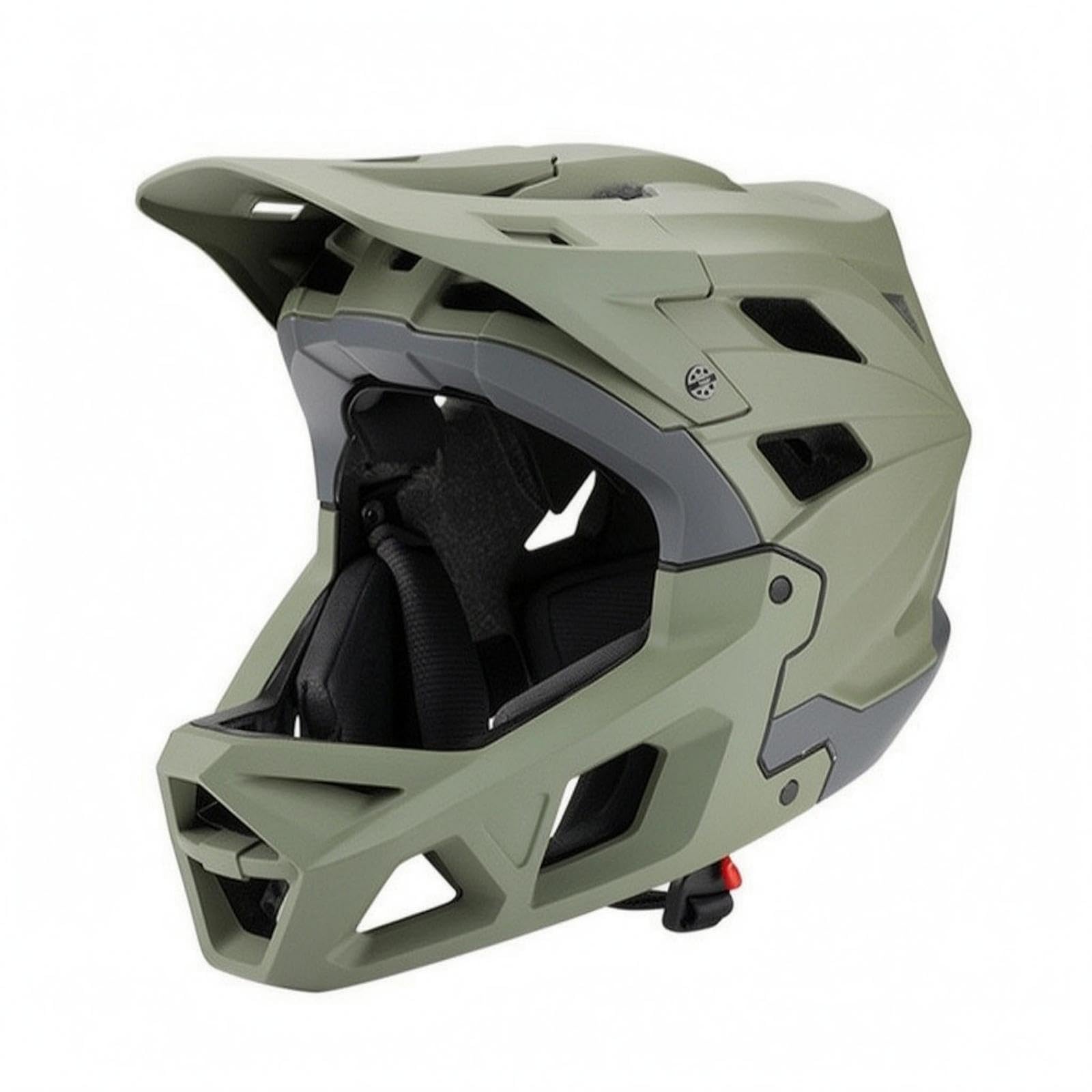 Full-Coverage Cycle Helmet Chin Guard Downhill Bike Helmet Hard case Impact-Resistant Gear Green Gray L-image-25