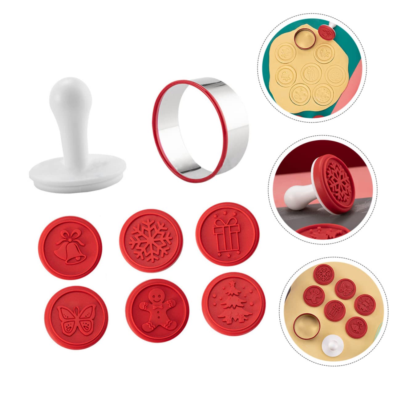 Alipis 4 Ensembles tampon à biscuits fournitures de cuisson de biscuits presse à s de cuisine accessoires cuisine accessoires de emporte-pièce de Noël de pp
