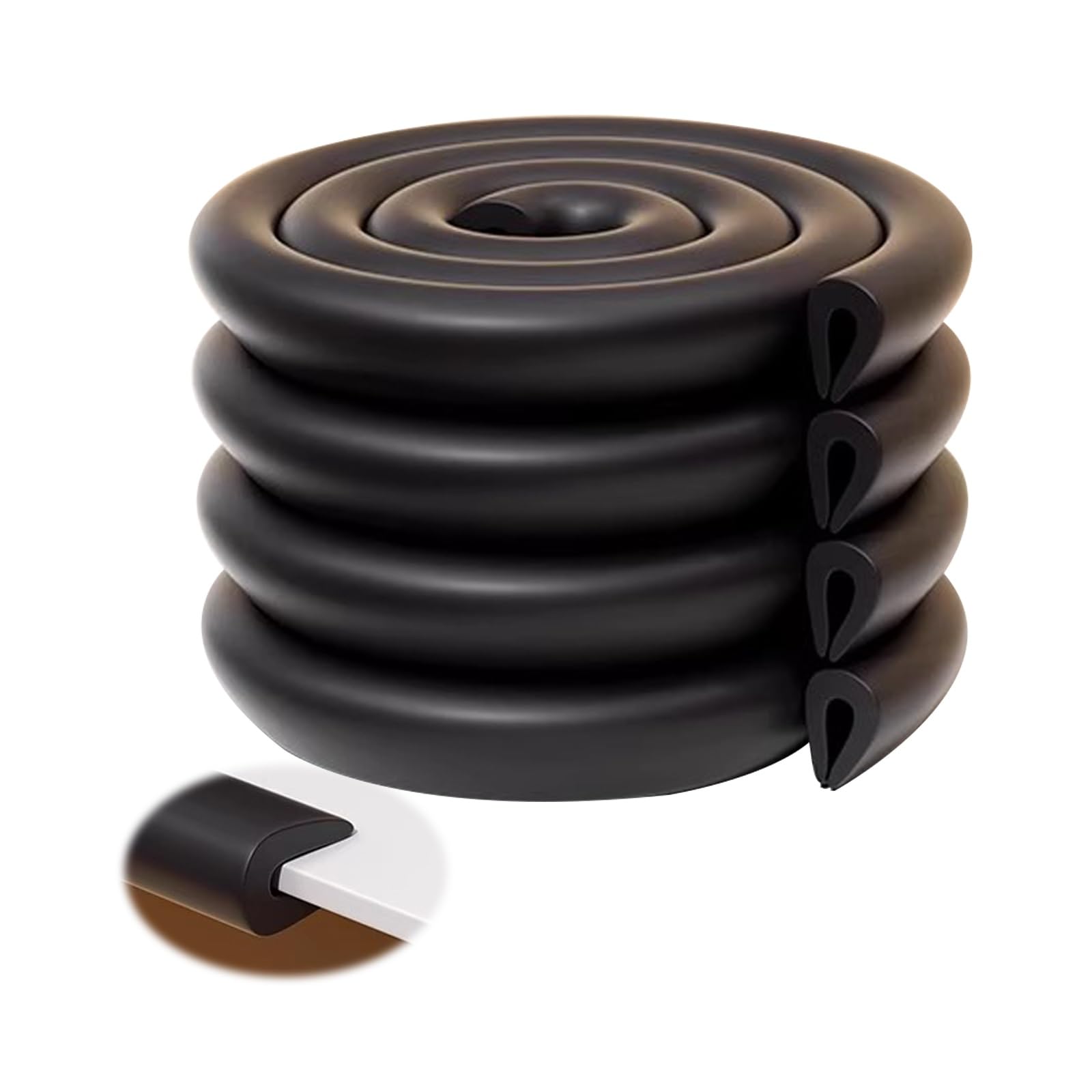 Protector De Bordes De Esquina: Juego De Protección Infantil, Protectores De Bordes Afilados Y Protectores De Seguridad For Muebles, Mesas, Chimeneas Y Encimeras, De Alta Densidad(Black,12M)