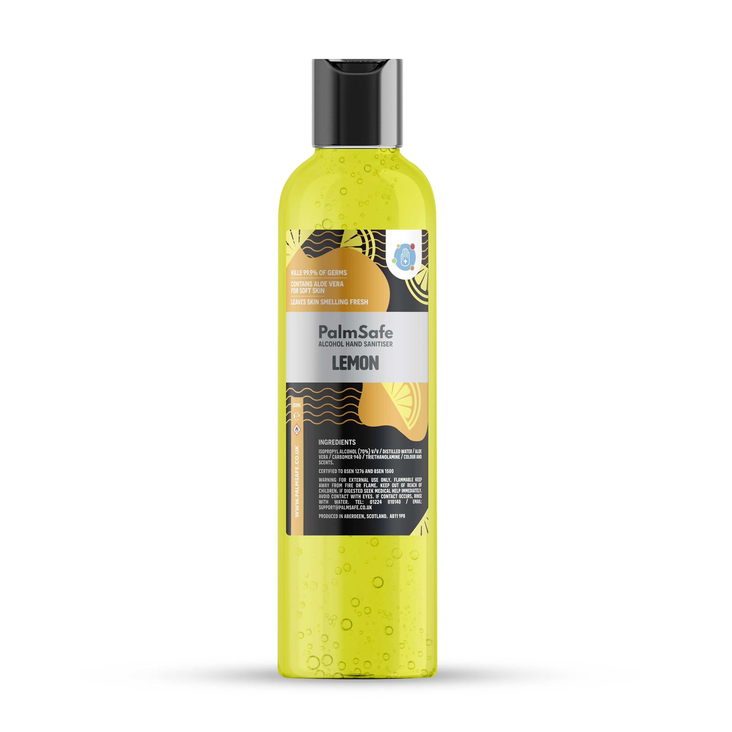 Palm Safe Lemon Alcohol Hand Sanitiser 250 ml Disc Top Bottle