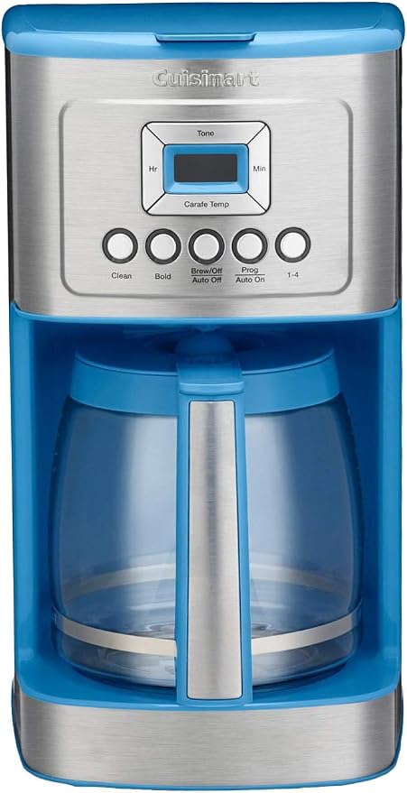 Amazon.com: Cuisinart - Cafetera programable con jarra de vidrio y asa de  acero inoxidable DCC-3200, 14 tazas, color celeste : Hogar y Cocina