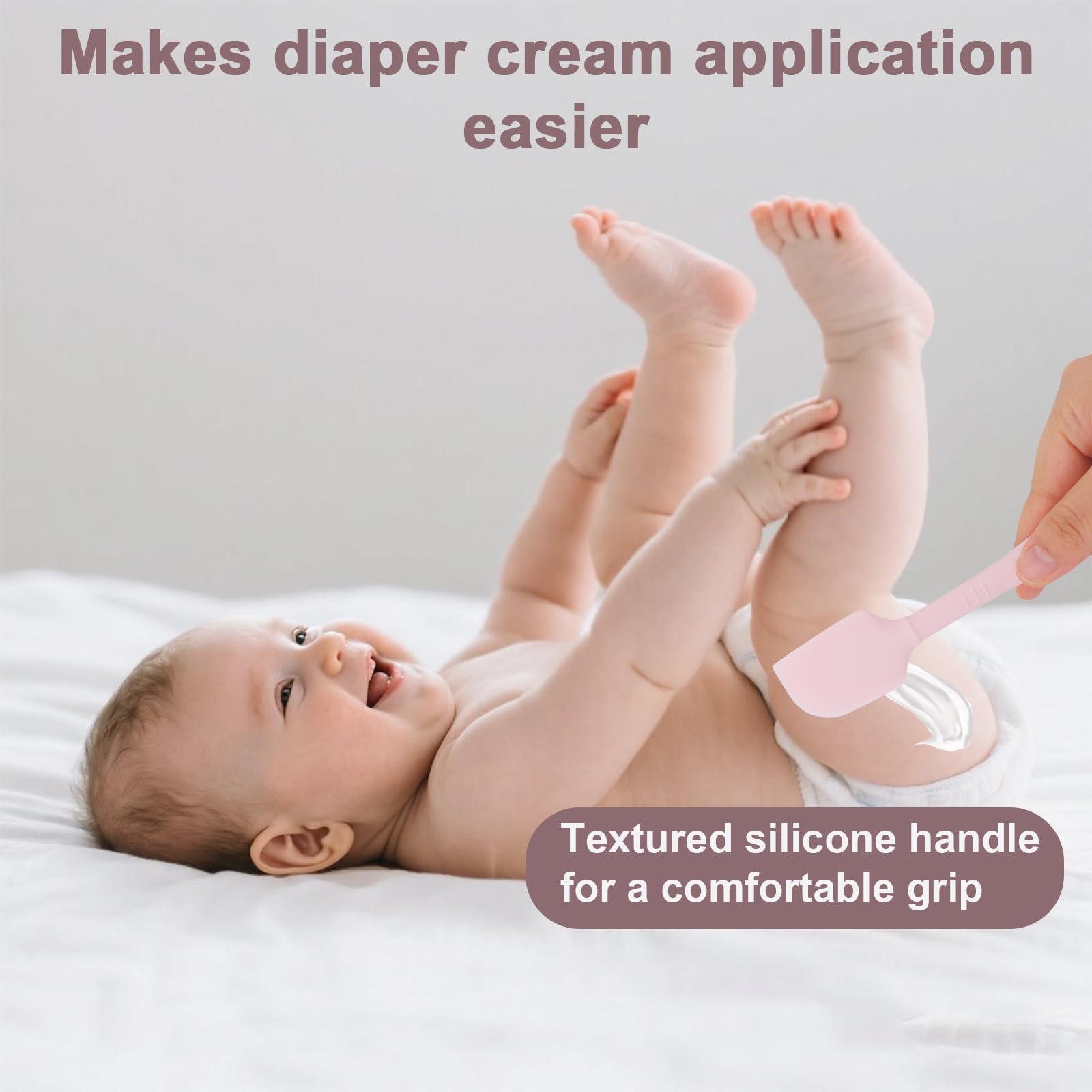 lasuroa 2uds Espátulas para Crema Pañal de Bebé con Estuche, 2 Tamaños Aplicador Pasta de Silicona Suave y Flexible Espátula para Crema Pañal Trasero Bebé Recién Nacido Cepillo (Rosa)
