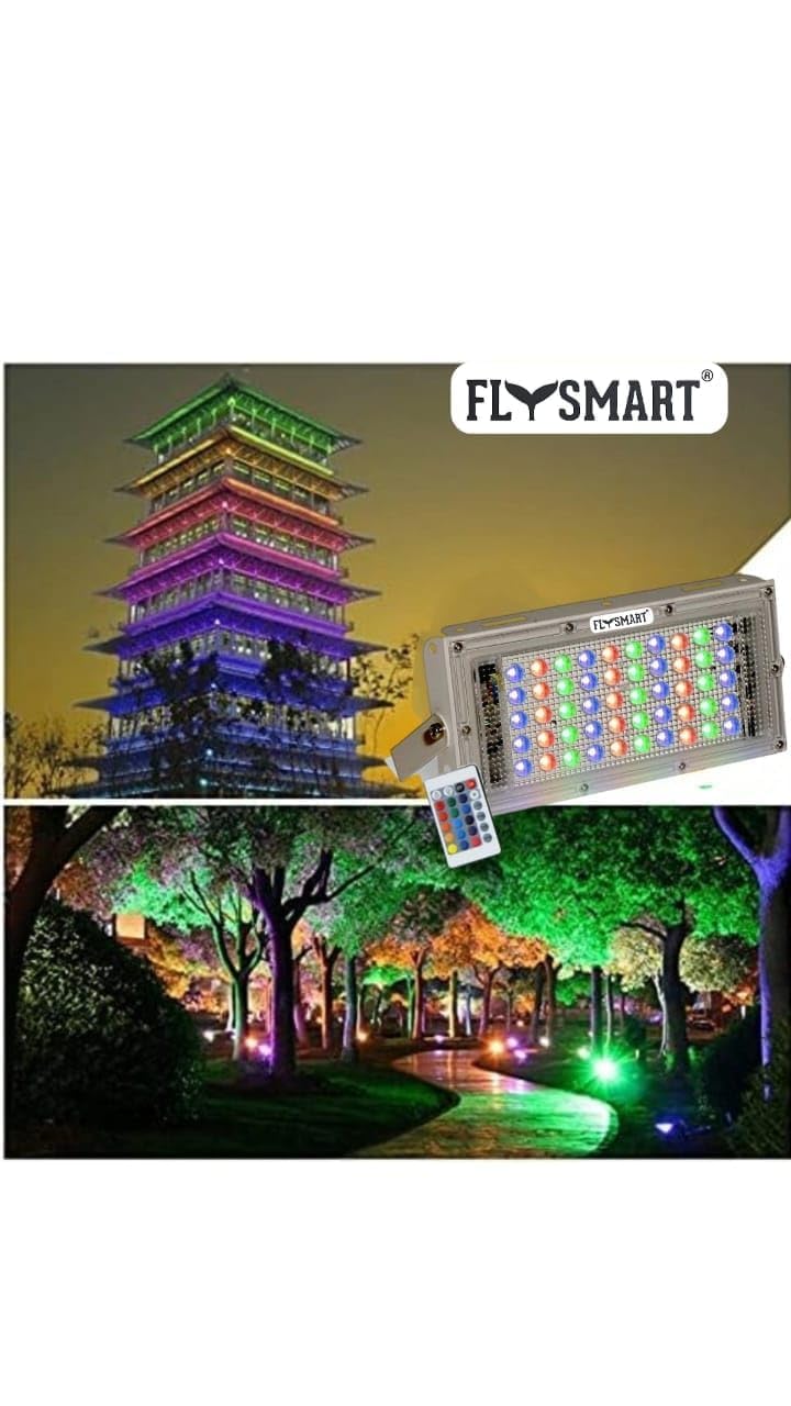 Flysmart LED Outdoor Light, 50W, IP65 Waterproof (RGB, Pack of 2). 4