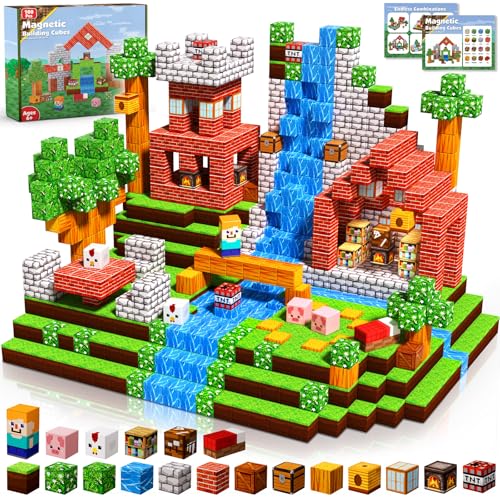 Annexfun Magnetic Blocks-100PCS Grassland Building Blocks Set, Kids Classroom Sensory Toy, STEM Learning, Construction Stacking Toy for Kids 3+ Boys & Girls