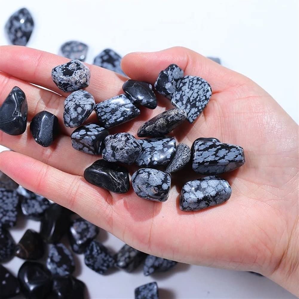 Natürlicher Kristall, 12–17 mm, natürliche Blume, Obsidian, Quarz, Kies, schwarzer Trommelstein Voller Textur