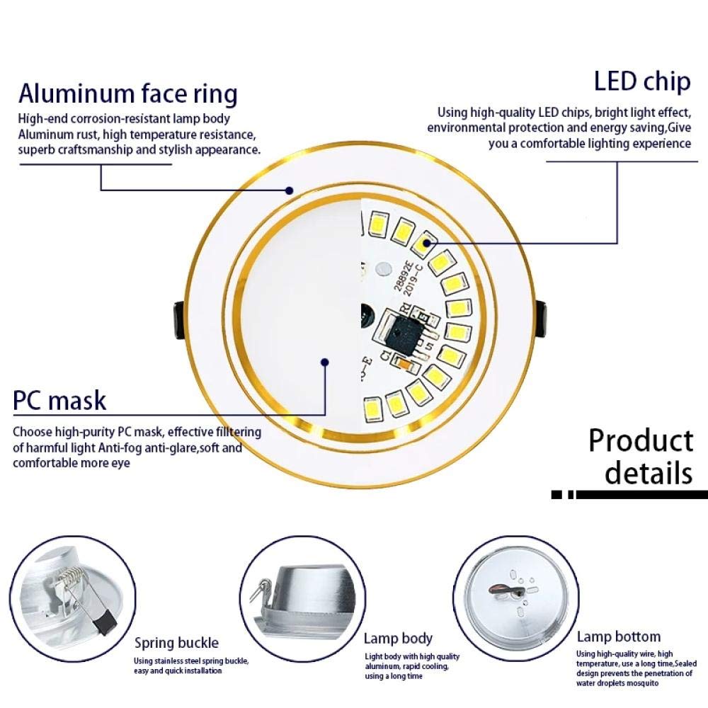 10 unids/lote Focos LED 5W 9W 12W Luz de techo LED 15W 18W Panel de luz LED redondo empotrado 220V Luz de punto LED-Warm_White_12W