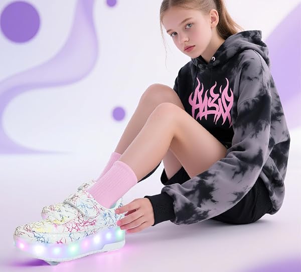 HUSKSWARE Pattini a rotelle, per Ragazzi e Ragazze, con 4 Ruote, Regolabili, con Ruote, Colore Nero, Bianco,Rosa 28-40 EU - 2