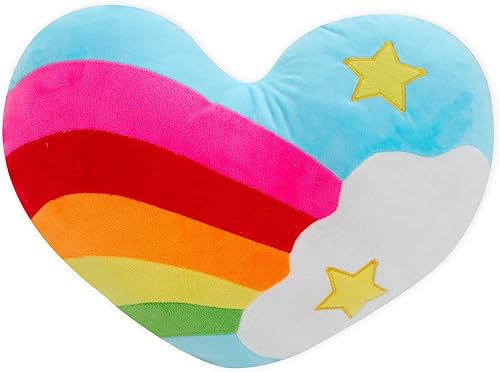 Almohada de corazón de 17.7 x 13.8 pulgadas con forma de corazón de arco iris, juguete de peluche, estrella