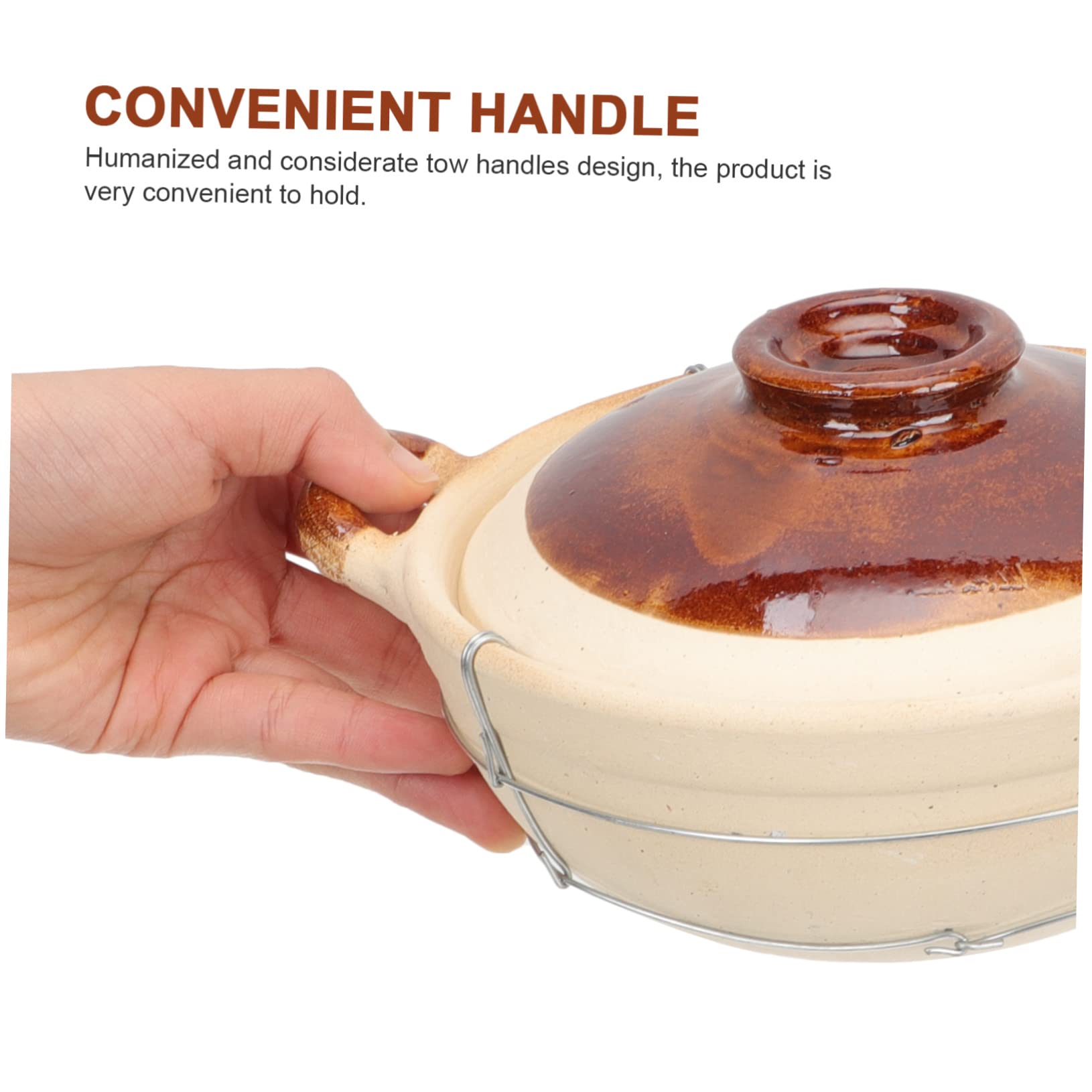 PartyKindom Cazuela de Barro Superficie Antiadherente Mango para Cocinar, Capacidad 0.5l y Transferencia Uniforme de Calor, Adecuado para Estofados Caseros