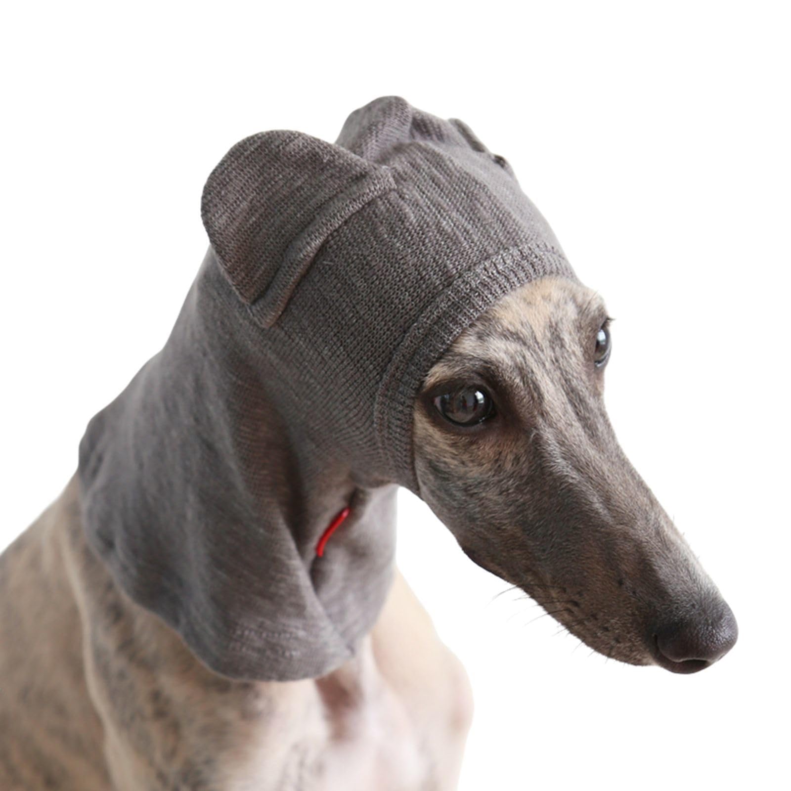 Greyhound Cotton Hat,Whippet Warm Winter Dog Hat Calming Neck Wrap for Anxiety Relief & Ear Protection For Small Medium Dogs (Grey, L)