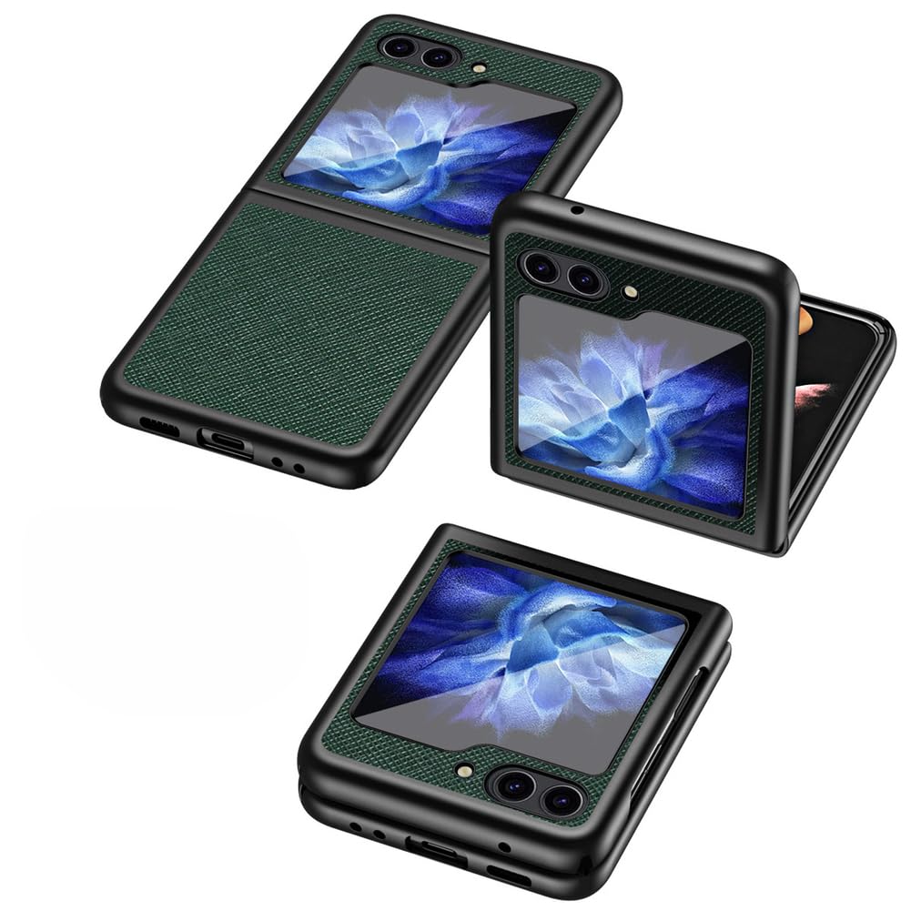 Mince Étui pour Samsung Galaxy Z Flip 7, PU Cuir Housse Protection Antichoc Coque Anti - Empreintes,Bleu,Flip 7