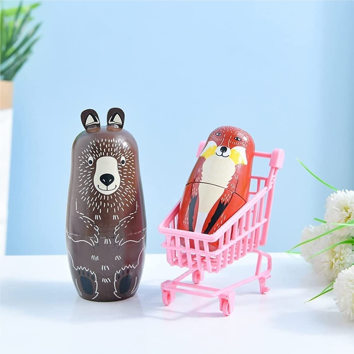 Matrioszka Fox Nesting Dolls Drewniana Matryoshka Russian 5 Warstw Układanie Lalek Craft Gift Zabawki Układania