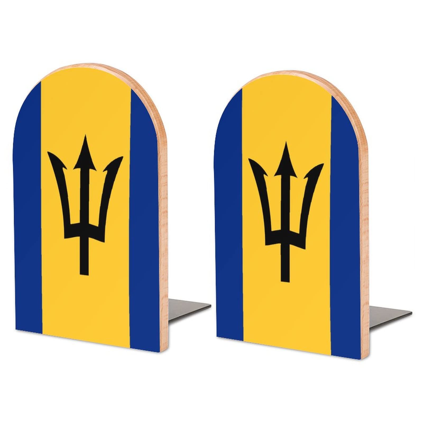 Barbados Flag Bookends Heavy Duty Book Stand 1 Pair for Home Office Shelves Decorative