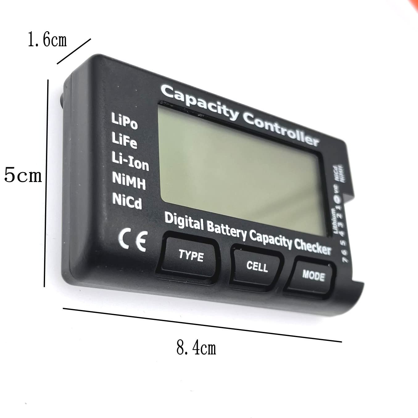 JZK Cellmeter-7 Petit compteur de batterie, testeur numérique de capacité de batterie, testeur de tension de batterie pour LiPo LiFe Li-Ion NiMH NiCd, testeur de batterie LiPo
