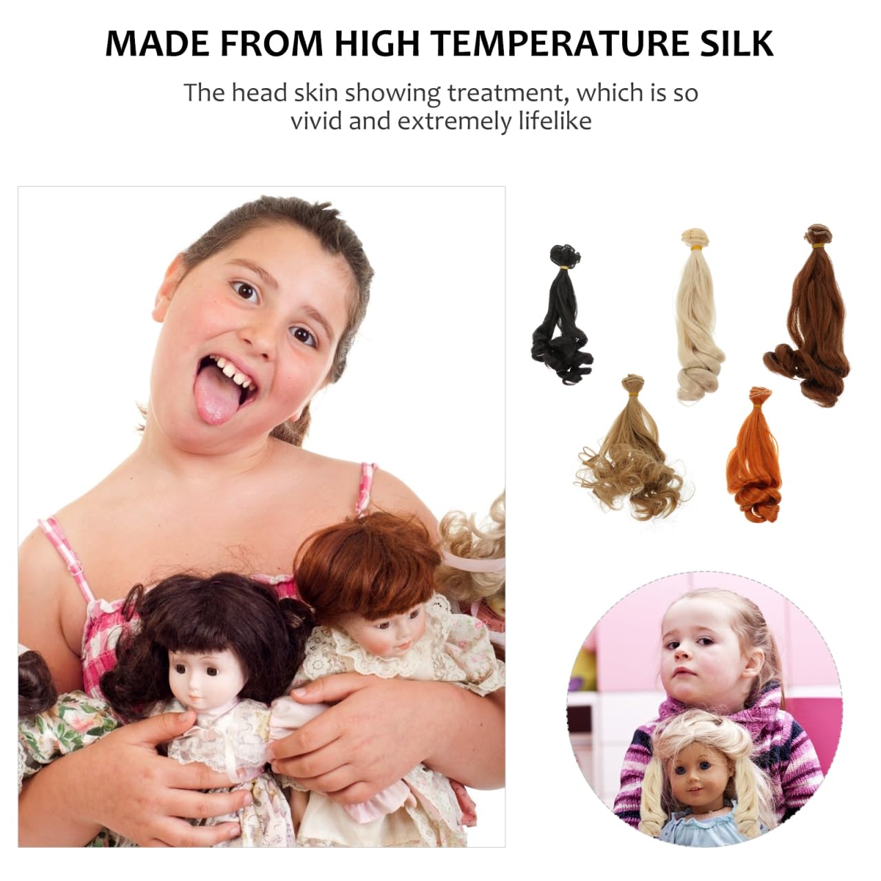 STOBOK Parrucca corta per bambole in seta ad alta temperatura resistente al calore con fascia elastica fai da te accessori per capelli delle bambole Bjd fai da te e riparazioni