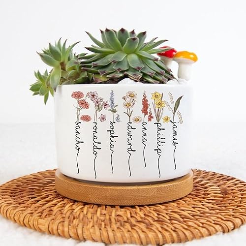 Miniatura 7 de IZI POD Maceta de jardín personalizada para la abuela, maceta de jardín personalizada para mamá, maceta personalizada para el mes de nacimiento,