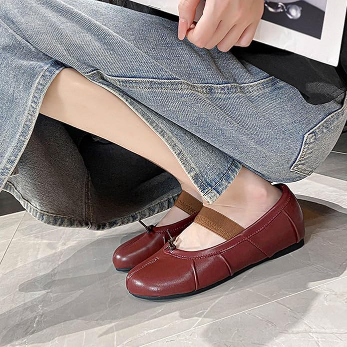 Split Toe Ballet Flats for Women, Round Toe Wide Width Close Toe Flats Shoes, Low Heel Lightweight Walking Office Dress Shoes, All-Match for Daily Wear Beach Travel4