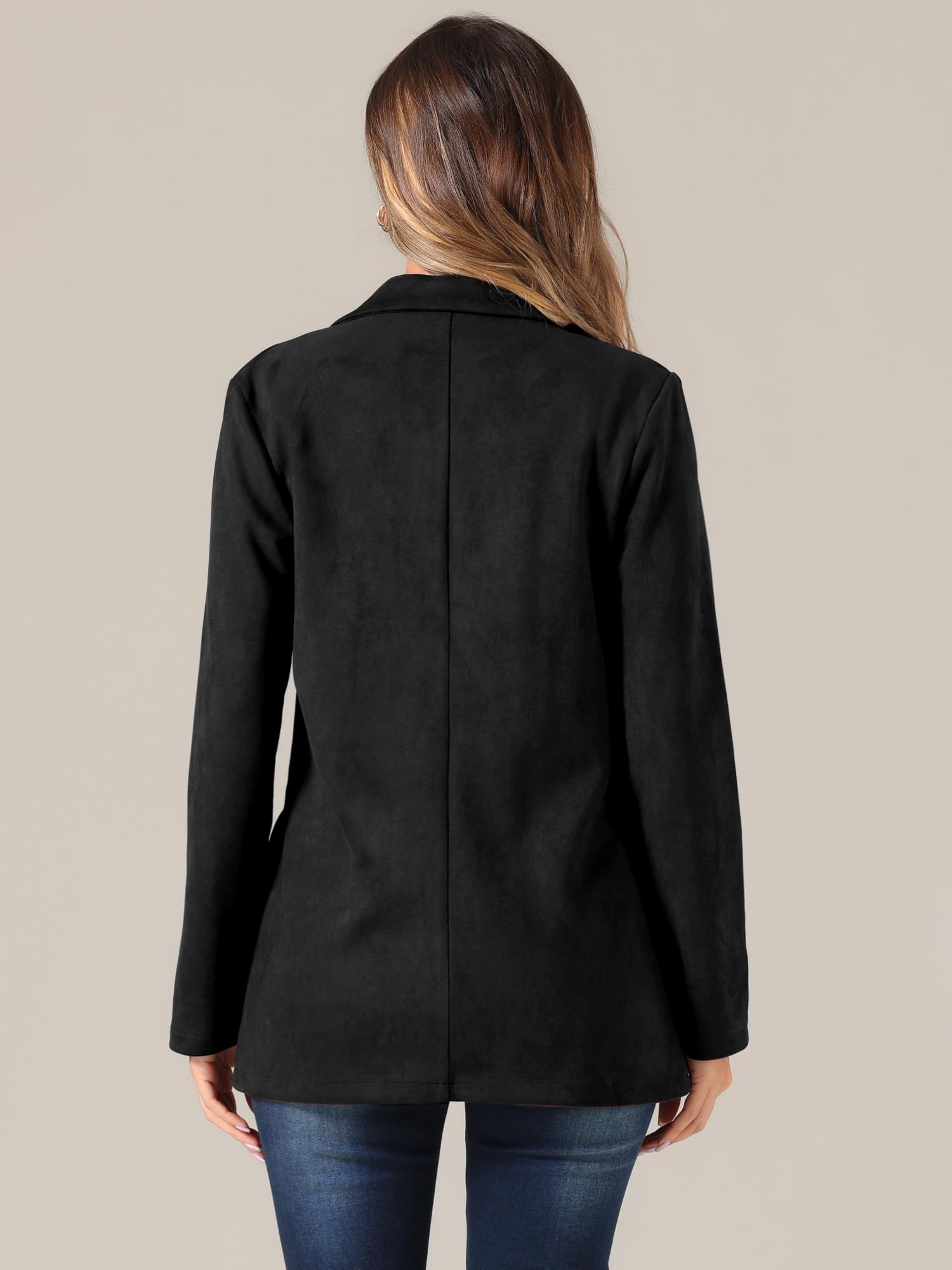 Allegra K Donna Blazer Natalizio in Finta Pelle Scamosciata per Giacca Christmas da Abito Doppiopetto Elegante con Colletto A Bavero di Natale