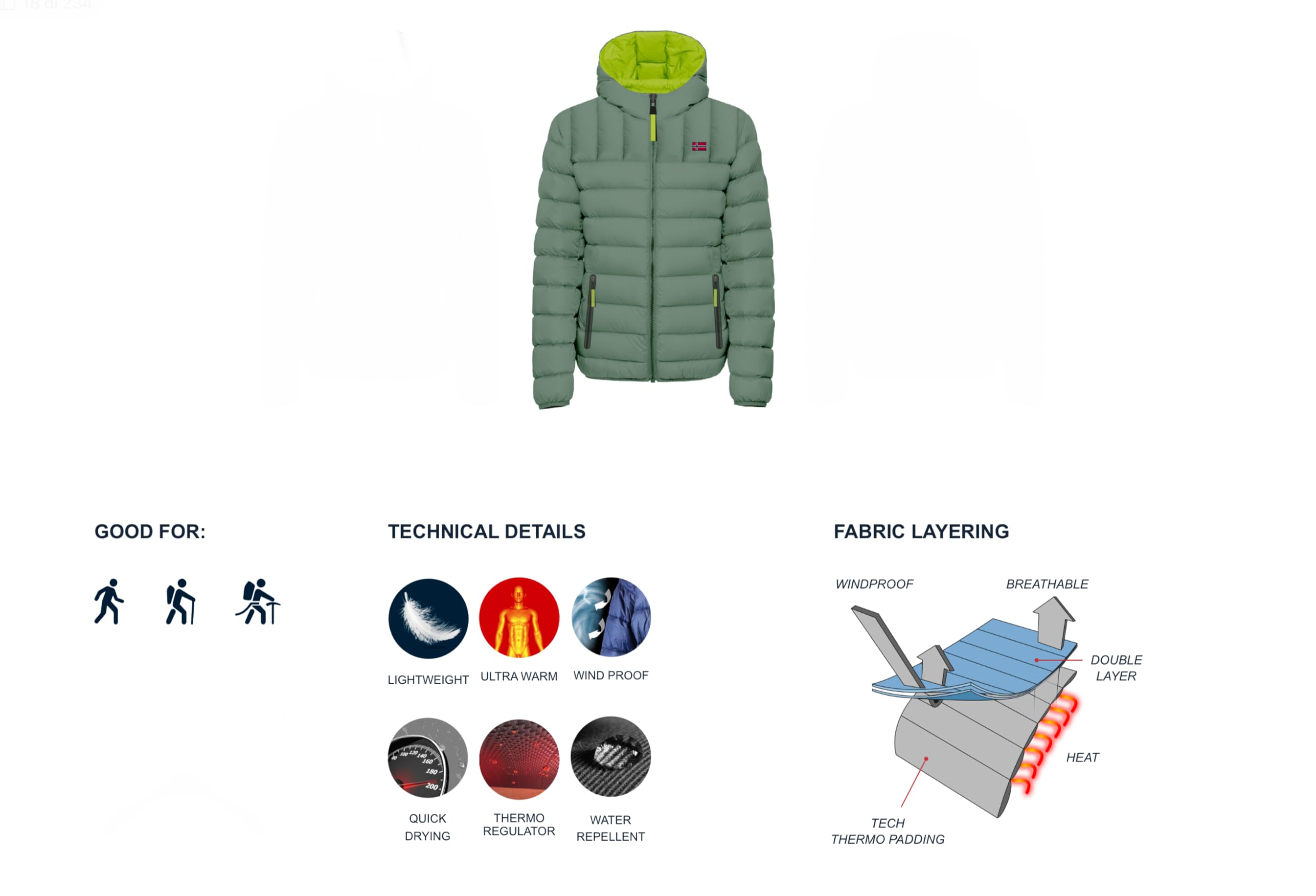 Piumino Uomo Invernale - Trapuntato - Giubbotto Uomo 110 Grammi 4 Stagioni Imbottito - Giacca Invernale