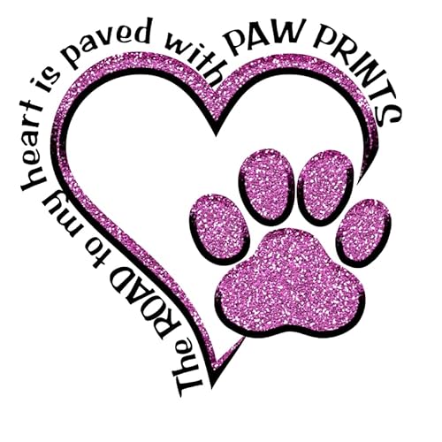 The Road To My Heart Is Paved With Paw Prints | Pink Glitter Heart Paw Print |Great Gift Idea|Single |5 Inch Magnet | Made In The Usa | Car Auto Tool Box Refrigerator Magnet| Mag10523 #TOP1
