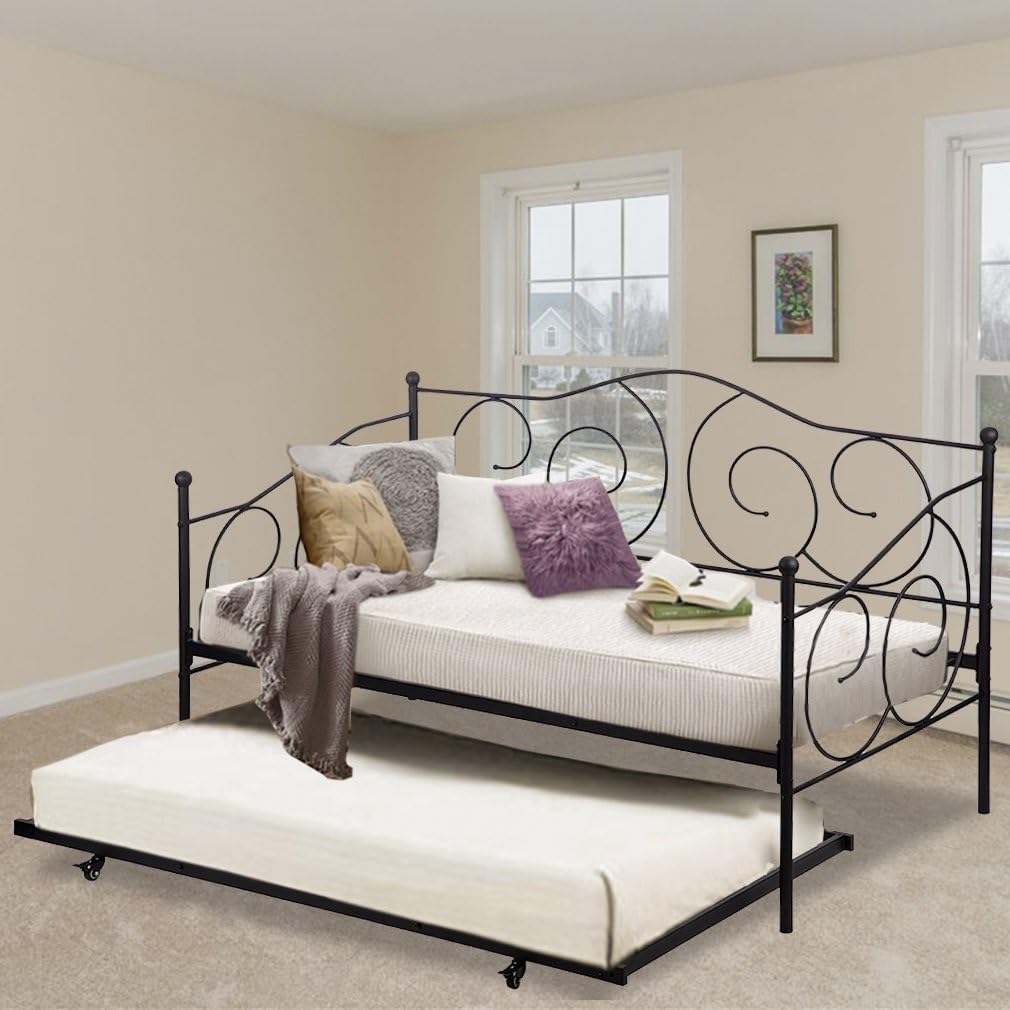 Daybed Metal Daybed Frame with Heavy Duty Steel Slats