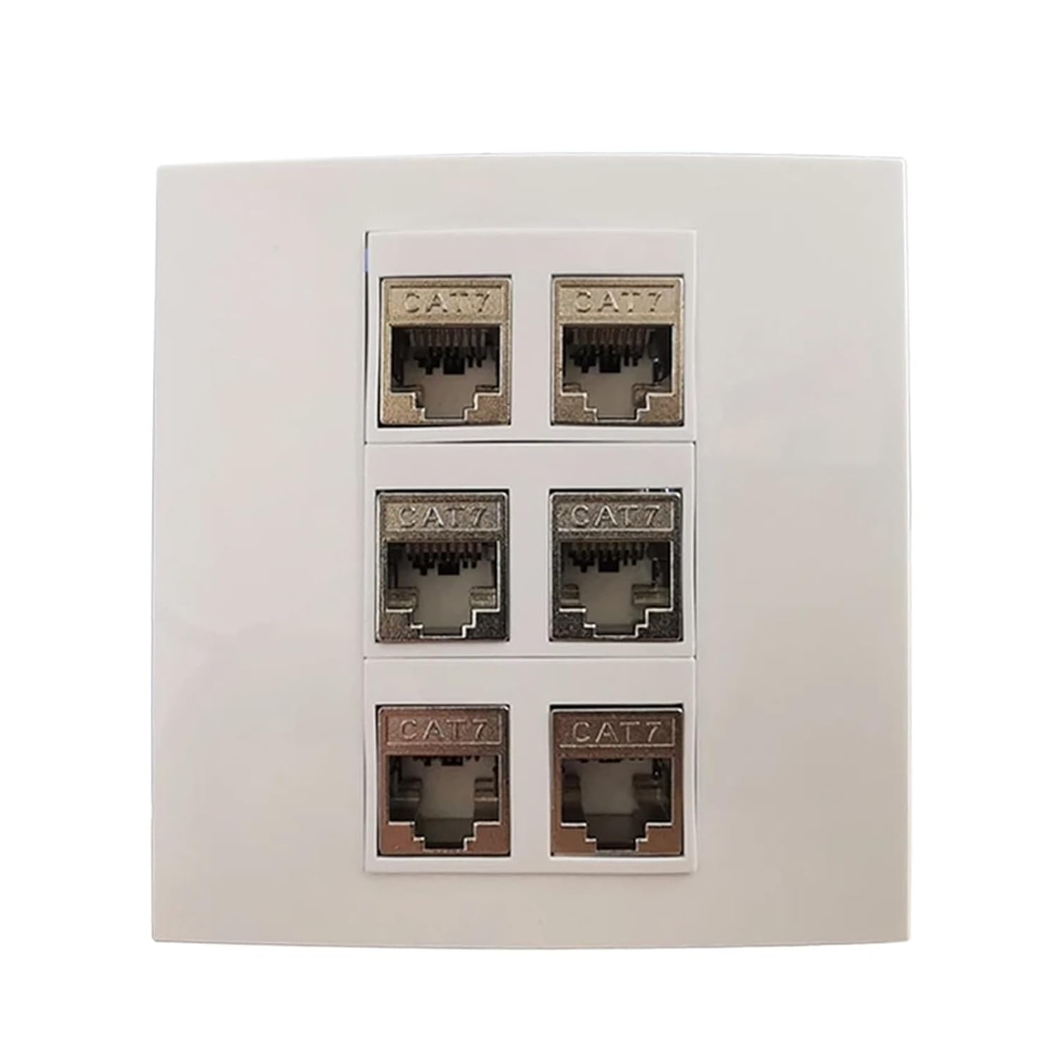 6-Port Shielded CAT7 RJ45 Wall Plate, six-Port CAT.7 6A LAN Outlet, 86x86mm(6 Ports CAT6A)