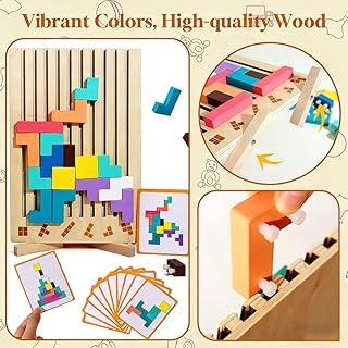 Wooden Montessori Russian Blocks Puzzle, 3D Stacking for Toddlers 3-6 Years Wooden Block, Montessori Educational Gift for Boys and Girls Board Game Educational Toys for Toddlers Brain Teasers