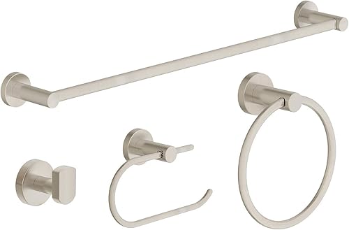 Symmons 35AC4BUNDLESTN - Juego de accesorios de baño de 4 piezas de diámetro para montaje en pared en níquel satinado