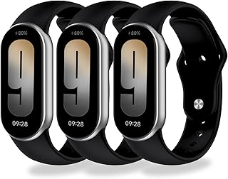 BABEJIA 3-Pack Replacement Band Compatible with Xiaomi Smart Band 10/9/8, Soft Sport Strap, Adjustable Breathable Bands, Q...