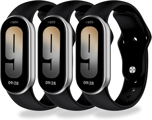 BABEJIA 3-Pack Replacement Band Compatible with Xiaomi Smart Band 10/9/8, Soft Sport Strap, Adjustable Breathable Bands, Q...