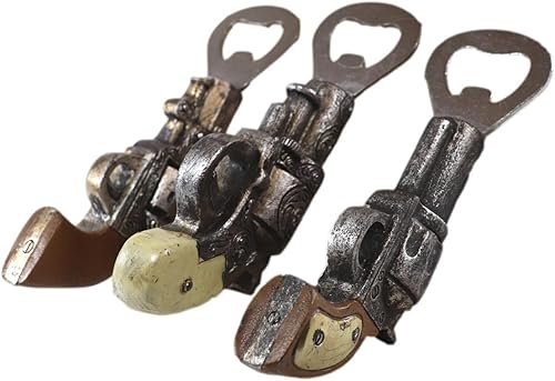 Ebros Gift Paquete de 3 pistolas rústicas rústicas del viejo mundo proscrito vaquero doble seis disparadores revólver pistolas de soda, cerveza,