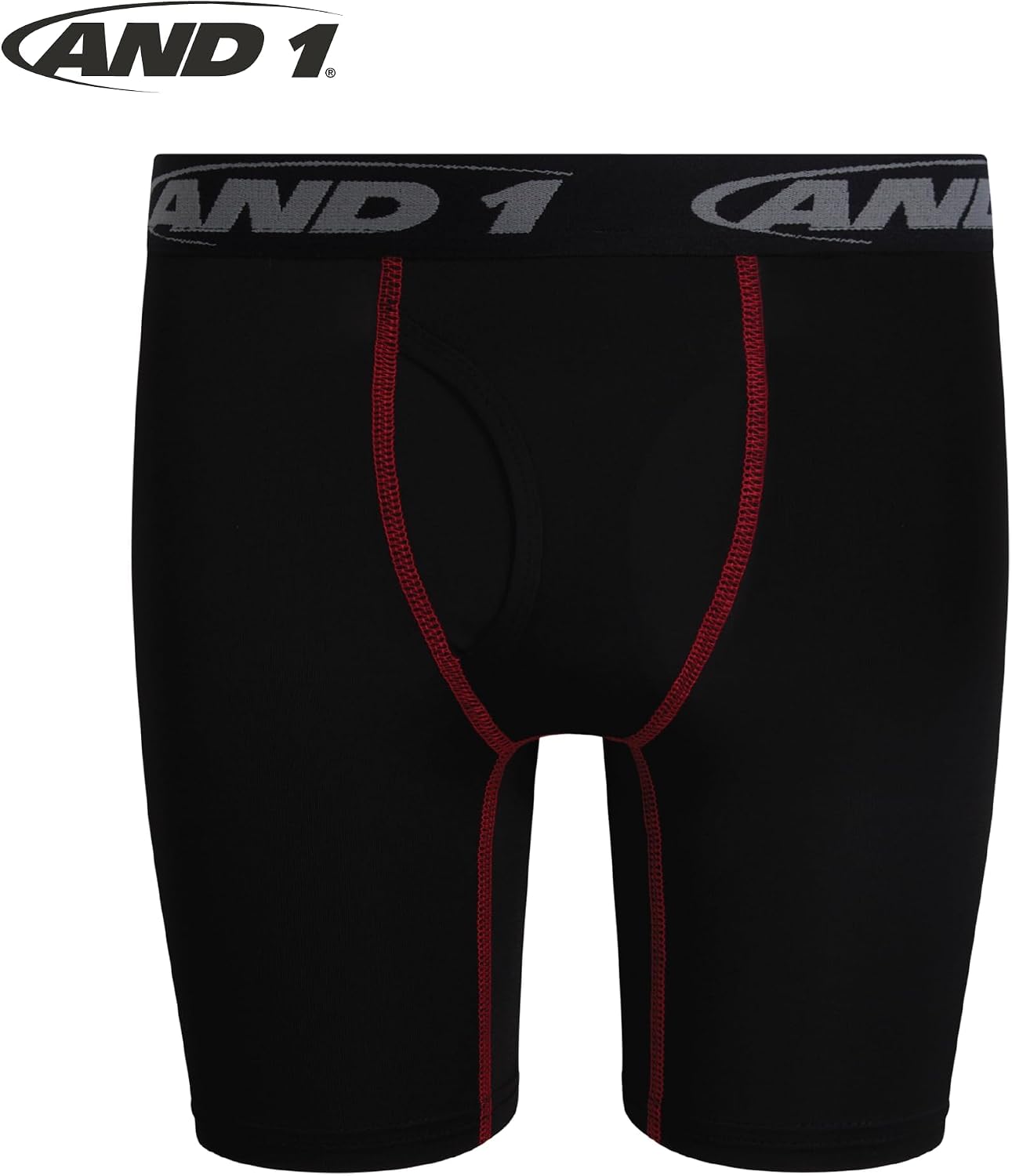 AND1 Boys Boxer Briefs - 5/10 Pack Moisture Wicking Performance Long Leg Underwear Boxer Briefs for Boys with Fly, 6" Inseam