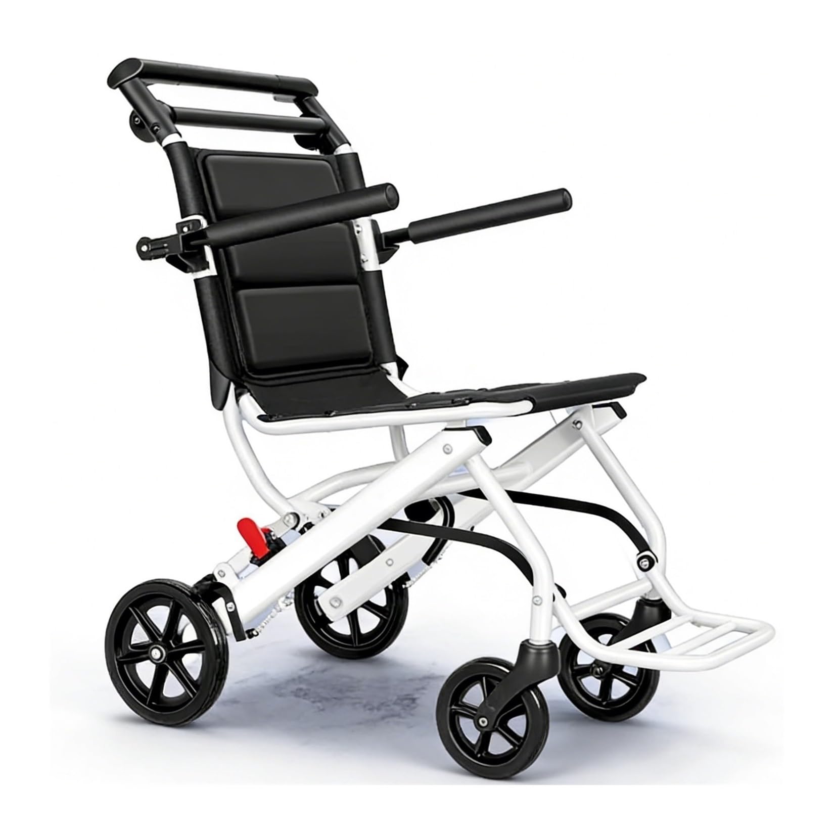 Silla de Ruedas Plegable Ligera para Ancianos - Ruedas Grandes de con Reposapiés Ajustable, Cinturón de Seguridad y Frenos - Ideal para Exteriores, Viajes y Cuidado Domiciliario