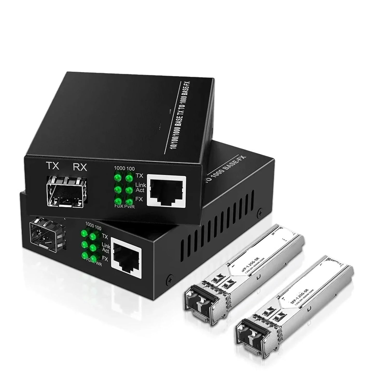 Gigabit SFP LC Multimode Module Fiber to RJ45 Ethernet Media Converter Fiber Optic Transceiver with 1.25G SFP LC Module(1 Pack EU Kit)