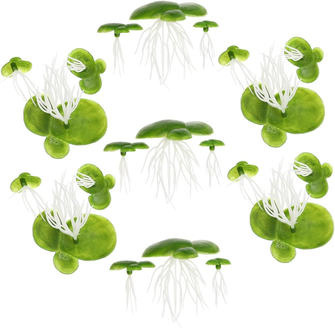 FRCOLOR 7 Pieces Artificial Duckweed Floating Plants Plastic Aquarium Decor Fake Duckweed Roots Realistic Mini Water Plants for Fish Tanks Indoor Outdoor Landscaping