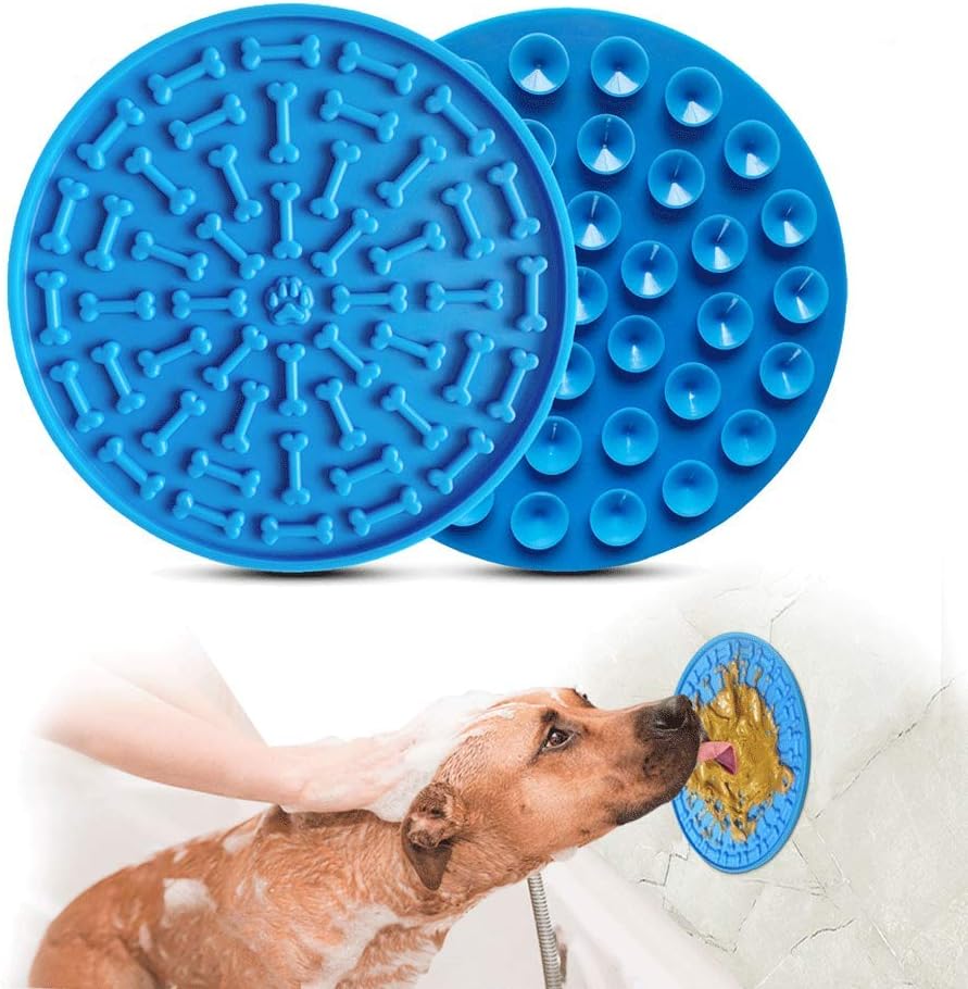 Aoche Lick Mat for Dogs Slow Feeder Pad with Super Strong Suction Washing Distraction Device for Dog Treats, Cat Food, Pet Bathing,…