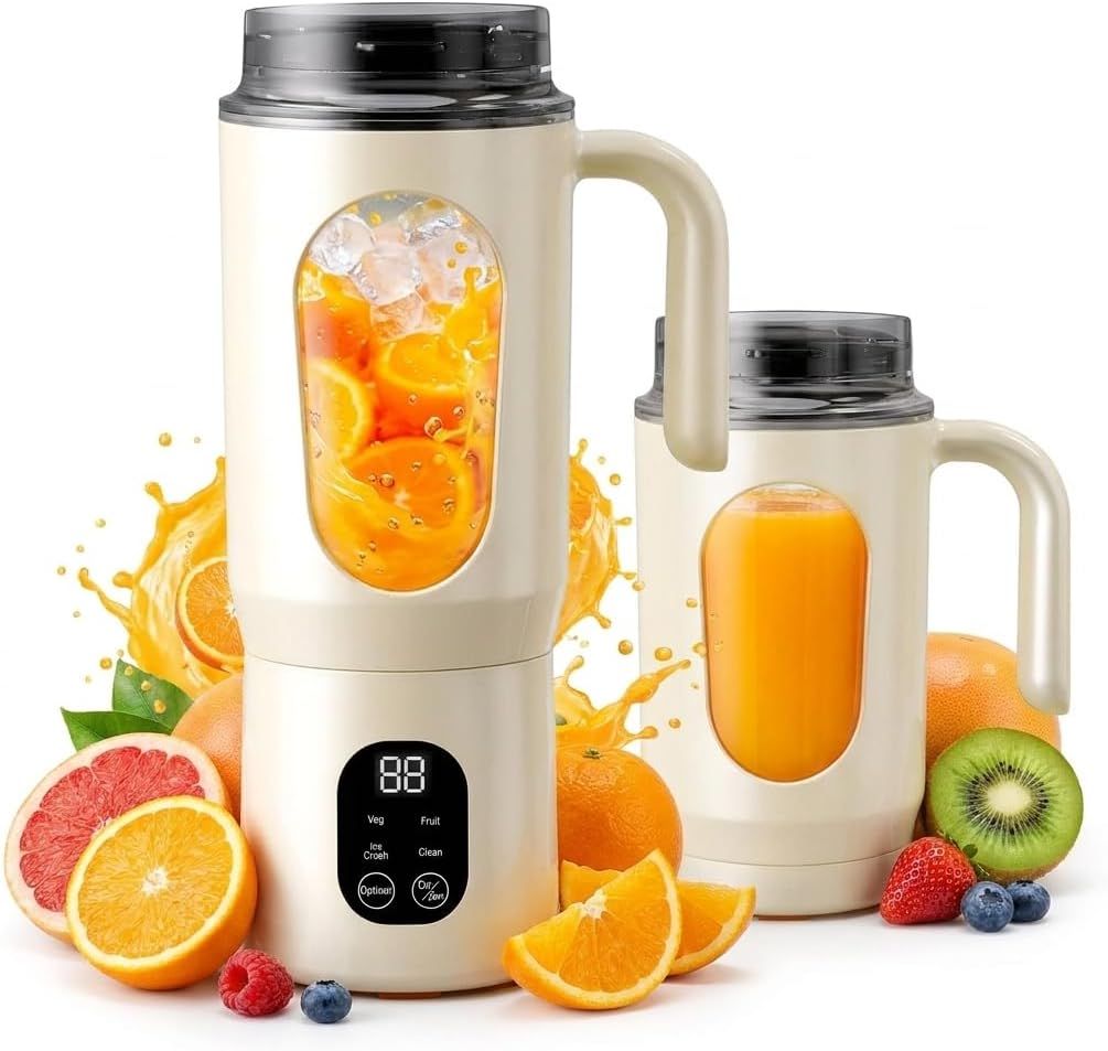 Personal Size Blender 20oz Portable Electric Blender Cup with 12 Blades,Rechargeable Single Serve Juicer Blender Mini Cordeless Juicing Blending Cup for Smoothies,Protein Shakes, Ice Crushing