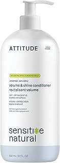 ATTITUDE Hair Conditioner for Sensitive Dry Scalp, Soothing Oat, Naturally Derived Ingredients, Dermatologically Tested, Vegan Detangler, Extra Gentle, Unscented, 32 Fl Oz