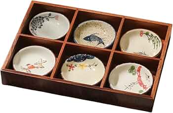 Amazon｜豆皿 小皿 セット 陶器 食器 仕切りトレー 木製 トレイ深型