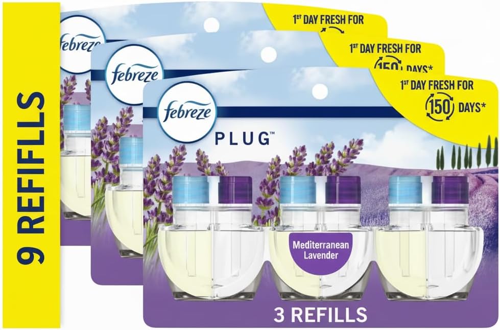F.e.b.r.e.z.e Plug In Air Freshener, Odor-Fighting Scented Oil Refill, 9 Refills (Ocean)