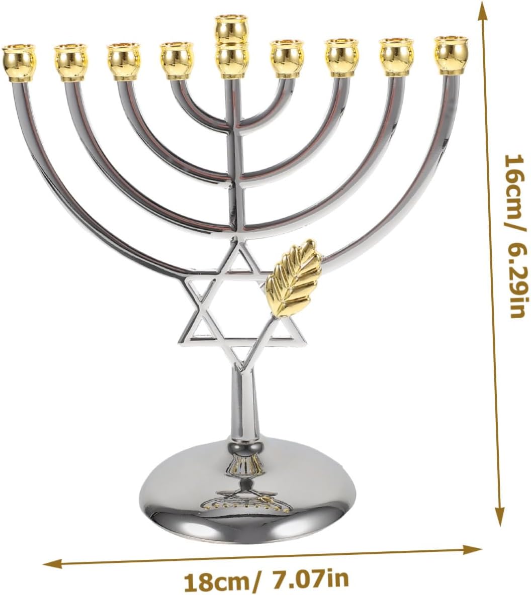 ABOOFAN Metal Branch Jewish Candlestick Holder for Hanukkah Desktop Candle Base for Candlelight Dinners and Party Decoration Height Star of for Family Gatherings and Festive Celebrations
