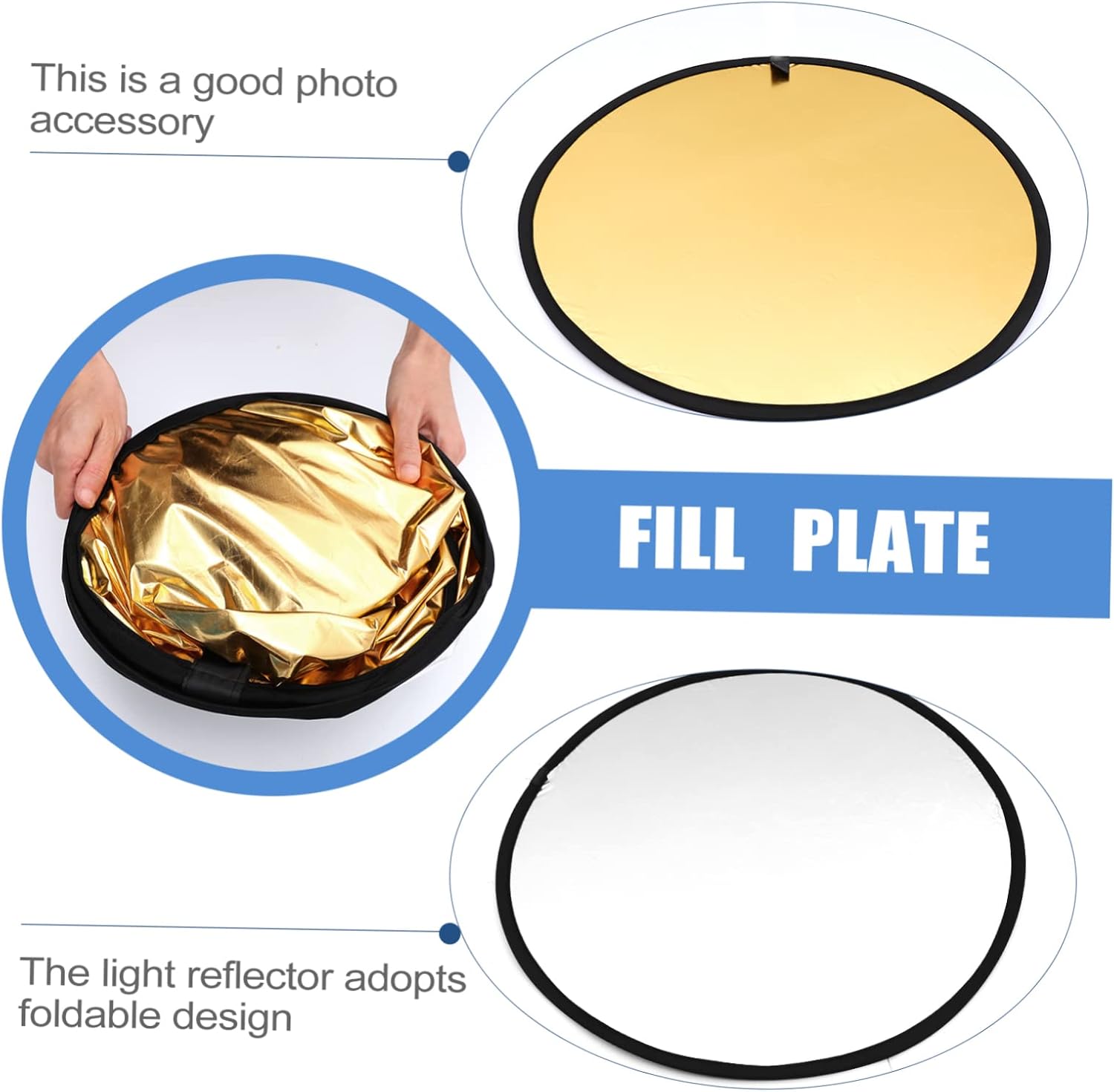 OSALADI 2pcs Photography Reflector Light Diffuser Board and for Studio and Outdoor Lighting Portable Reflective Panel Carry Bag