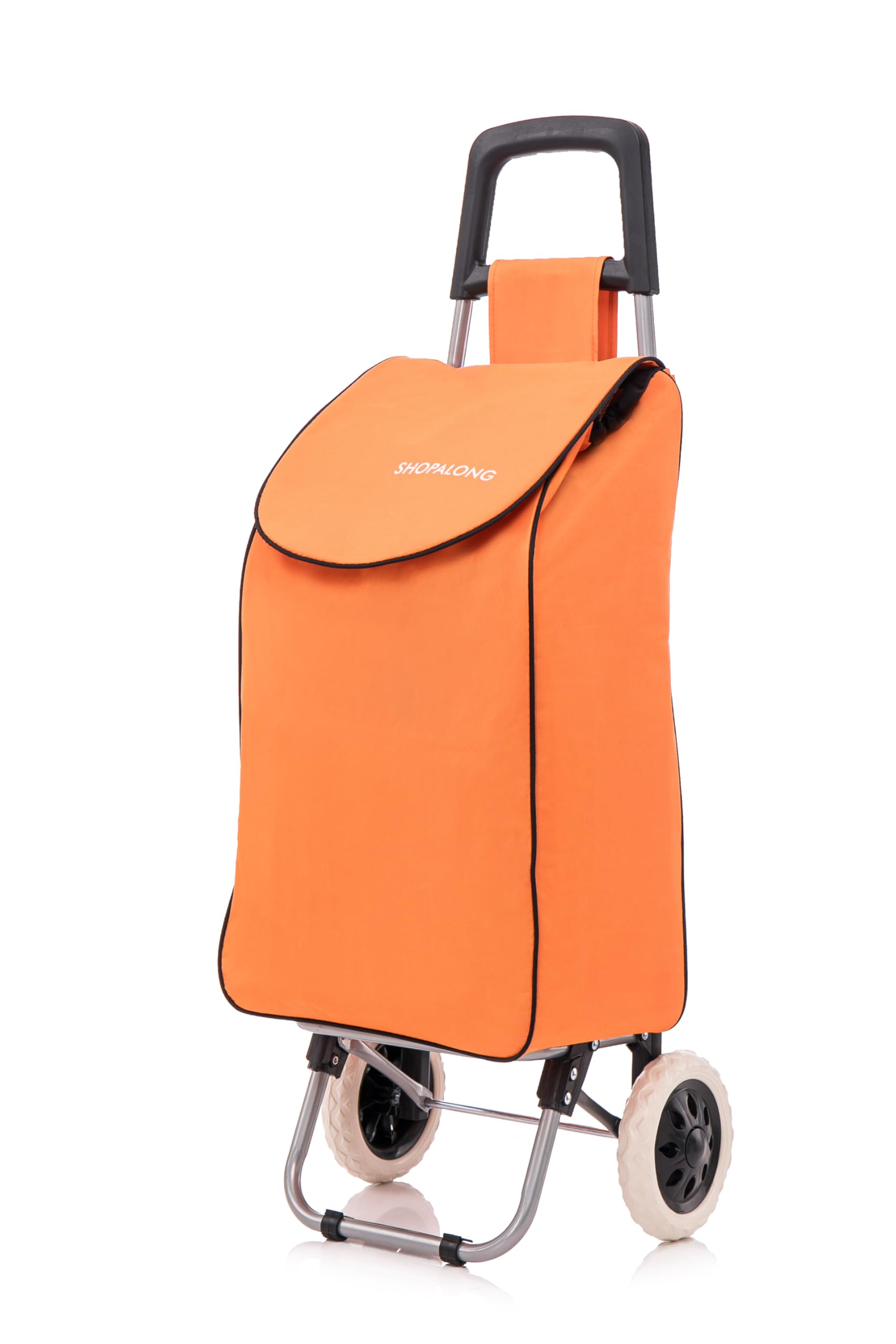 Large Lightweight Shopping Trolley, Hard Wearing With Wheels Foldable Rolling Push Trolly, Grocery Cart Bag Flat-Pack Easy Storage 1.28kg 37Litre