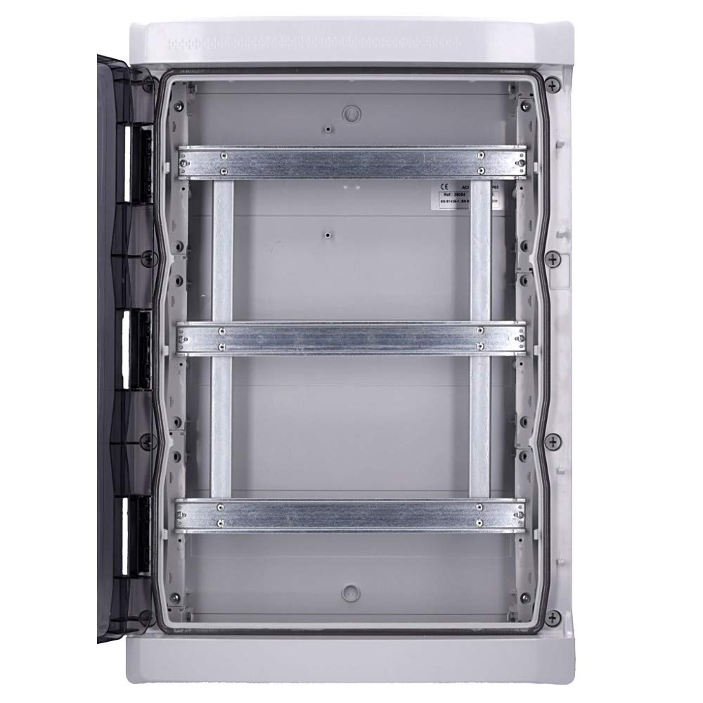 Aufputz Feuchtraum Verteiler Pro 3-reihig IP65 54 Module - Verteilerkasten Kleinverteiler Sicherungskasten, Tür transparent