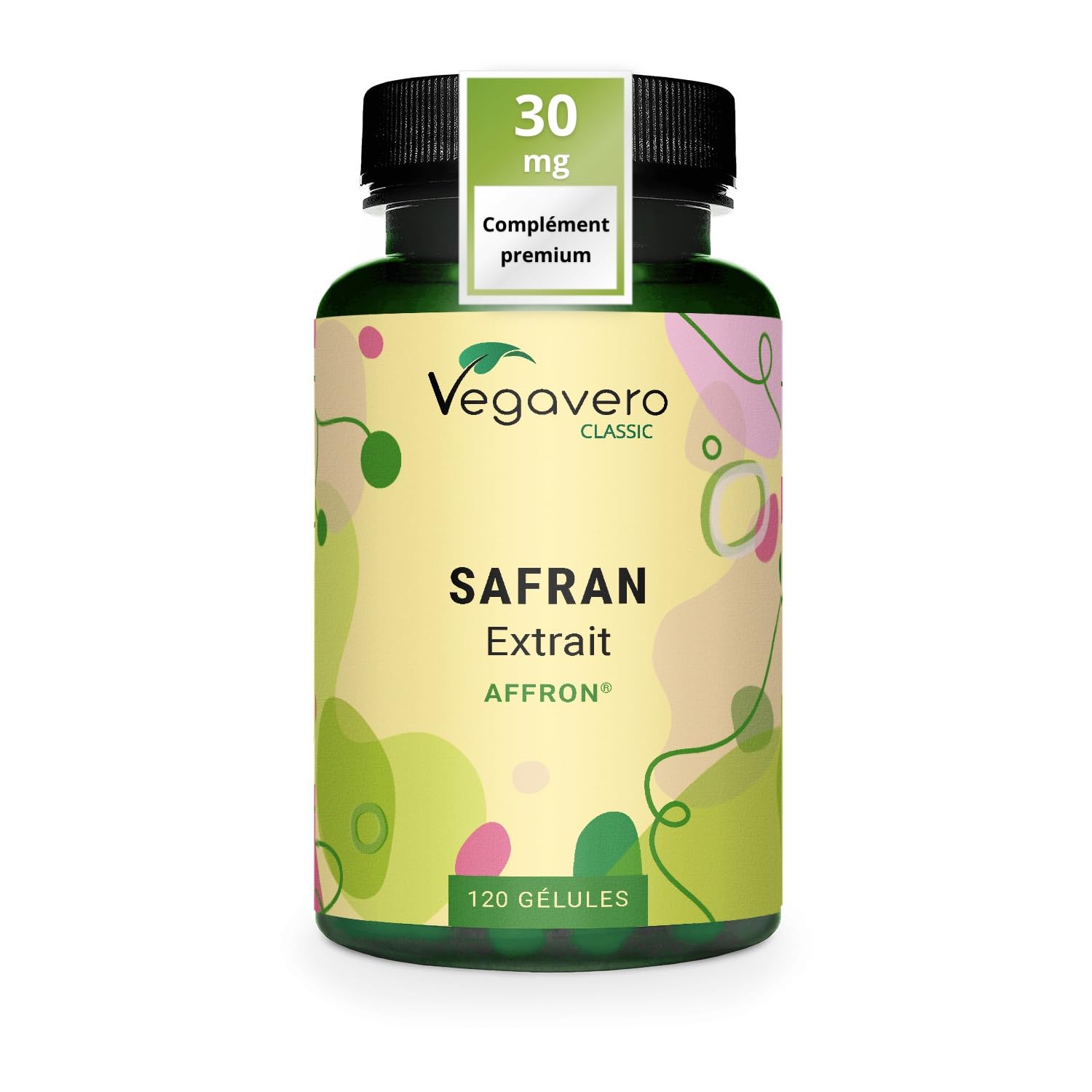 Safran 30 mg | Extrait de Qualité : Affron® | 120 Gélules | Analysé en Laboratoire | Vegan & Sans Additifs | Vegavero®
