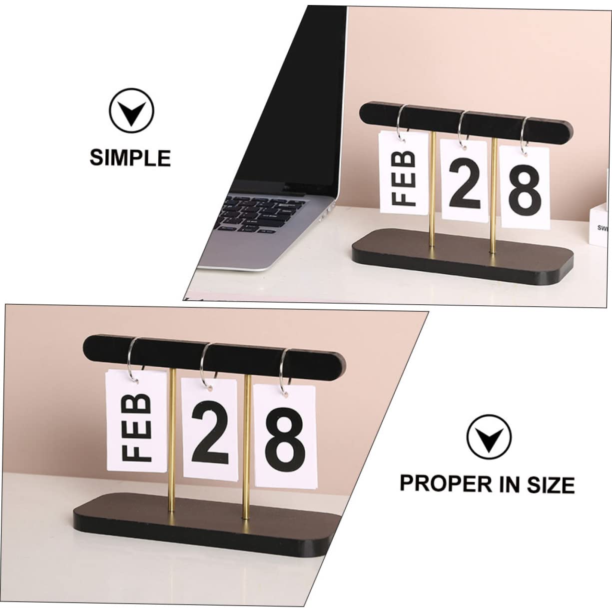 TEHAUX 5stücke Vintage Kalender Moderner Tischkalender Für Büro Und Zuhause Wiederverwendbarer Schreibtisch-organizer Stilvolle Dekoration Und Geschenkidee Schwarz